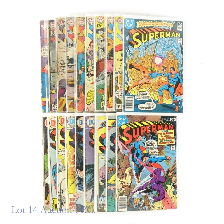 Superman Comics DC (18): Superman Comics DC (18). Superman: #152, 155, 161, 164, 170, 180, 210, 224, 226, 267, 269-271, 277, 282, 292, 293, 322, 338. These have been stored in bags with boards. They have been read, stored and