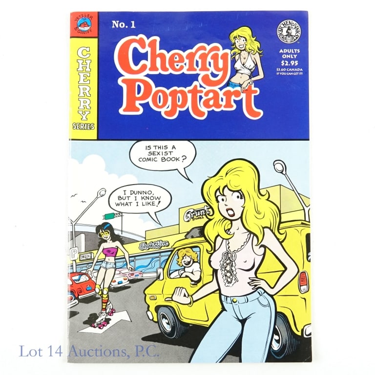 Cherry Poptart Adult Comic Number 1: Artist and Writer: Larry Welz, Publisher: Last Gasp, Published: 1982. Premiere issue of adult comic featuring Cherry Poptart. Sleeve and cardboard backing included.