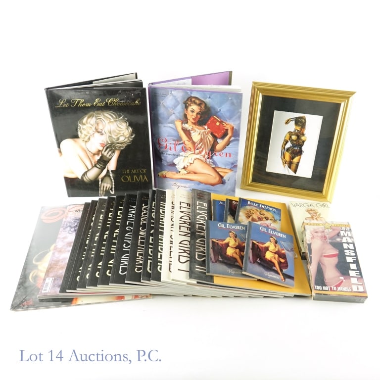 Adult Art Books (Olivia, Varga, Elvgren, More): Collection of art books (and more) featuring adult art and erotica. "Let Them Eat Cheesecake - The Art of Olivia" ** "Art Fantastix Select - Olivia" ** Olivia 2008 calendar (still wrapped) ** "Gil Elv