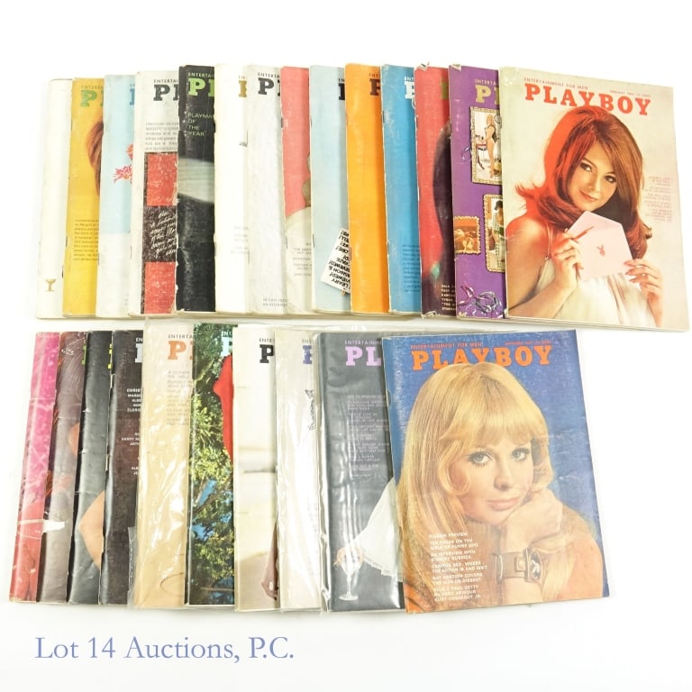 1966, 1968 Playboy Magazines, Full Run (24): Run 1966 and 1968 Playboy Magazines (24). January through December issues of Playboy magazine from 1966 and 1968. Most have their centerfolds, except Jan 66 is missing the centerfold and Feb 66, March