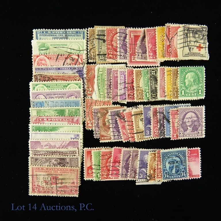 Scarce U.S. Stamps (55+): Over fifty-five (55+) United States stamps including the following examples: ---1 cent 1933 Century of progress stamp ---3 cent 1937 Hawaii Stamp (Scott 799); ---4 cent 1903 Grant brown (Scot 303); --