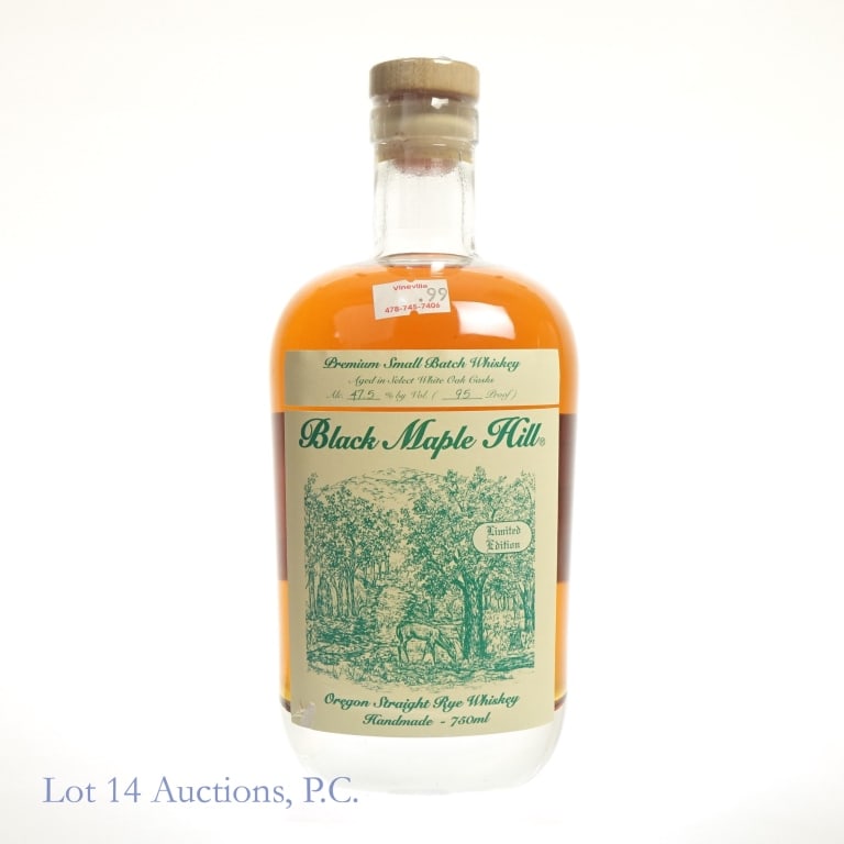 Black Maple Hill Small Batch Rye: Black Maple Hill Small Batch Rye (Green Label), 95 Proof, 750 ml, Small tear in bottom front label