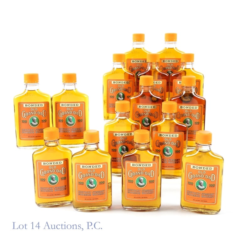 Old Grand-Dad Bonded Kentucky Bourbon 15 x 200ml: Fifteen bottles of Old Grand-Dad Bonded Kentucky Straight Bourbon Whiskey. Bottled in bond (100 proof). 200 ml. 1994/95