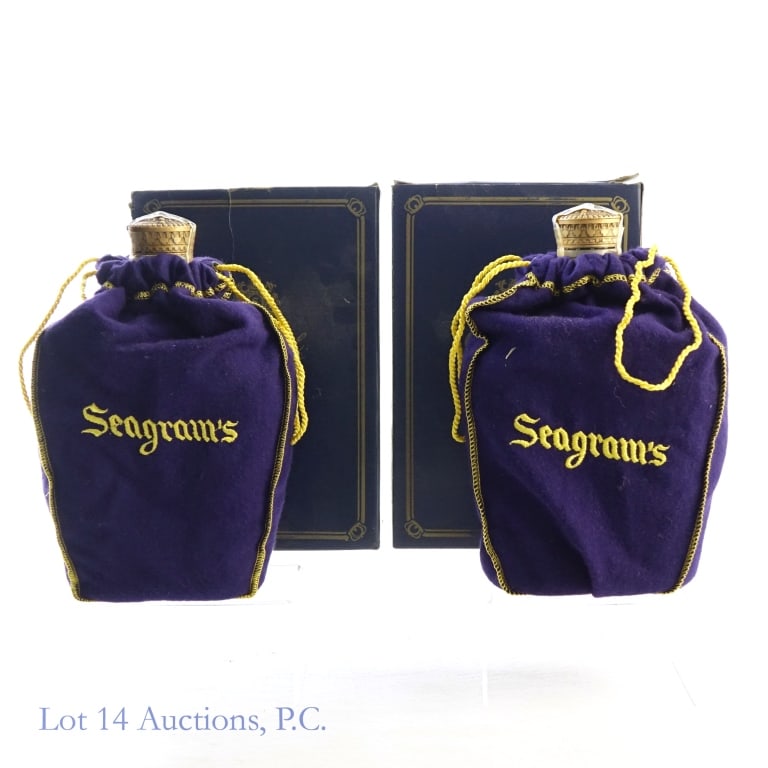 Crown Royal Rare Canadian Whisky (2): Crown Royal Rare Canadian Whisky, 25 Ounces, Proof: N/A, Canadian tax strip, Older bottle (x2). Boxes and bags included for both bottles.