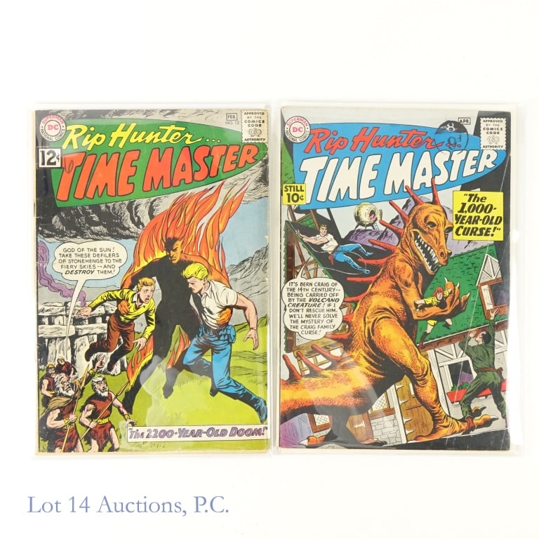 DC Comics Rip Hunter... Time Master #1 #12: DC Comics Rip Hunter... Time Master #1 #12 (1961-1963) (2 Comic Books Total). Story by Jack Miller. Art & Illustrations by Bob Brown. Cover by Bob Brown. DC Comics Group DCG / DCU. 10 Cent 12 Cent Sil