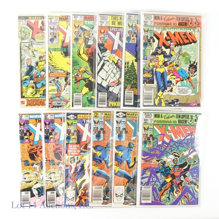 Marvel Comics The X-Men (1972-1982) (12): Marvel Comics The Uncanny X-Men #78, #125, #135, #137, #143, (2x) #146, #147, (2x) #150, #153, #154 (1972-1982) (12 Comic Books Total). Story by Roy Thomas. Art & Illustrations by George Tuska. Cover