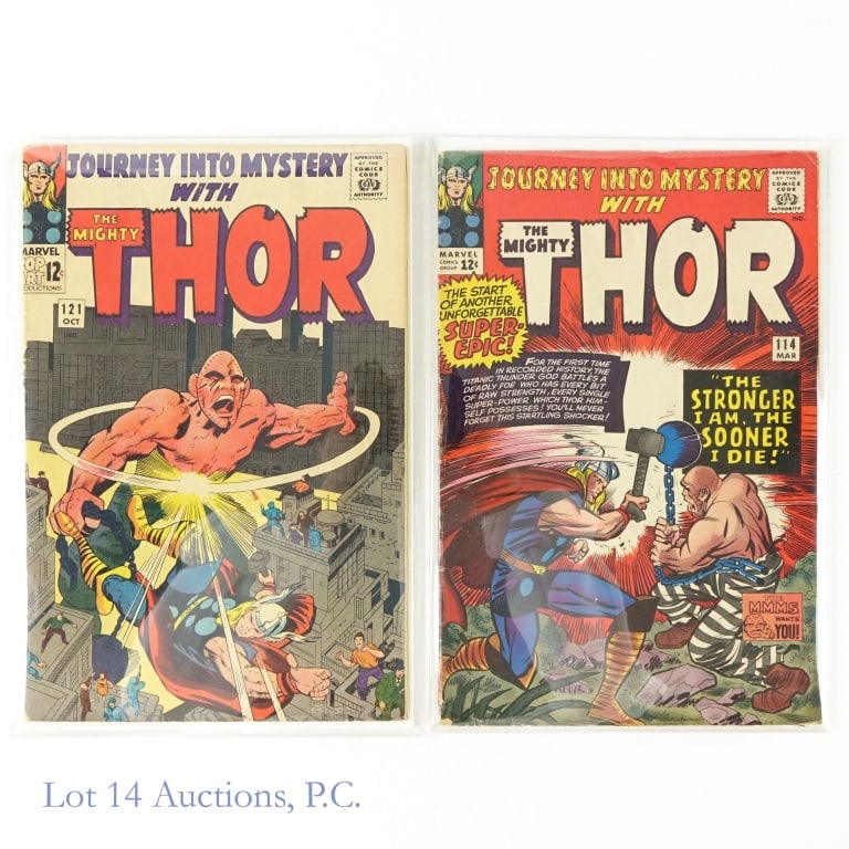 Marvel Comics Journey Into Mystery #114 #121: Marvel Comics Journey Into Mystery With The Mighty Thor #114 #121 (1965) (2 Comic Books Total). Story by Stan Lee. Art & Illustrations by Jack Kirby. Cover by Jack Kirby. Journey Into Mystery #114 is 
