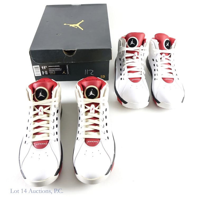 2015 Nike Air Jordan Ol School Gym Red (Size 11.5) (2): 2015 Nike Air Jordan Ol' School White Gym Red NBA Basketball Sneakers / Shoes (2 Pairs Total - 1 W/ Original Box & Paper) (Men's Size 11.5 - Both Pairs) (Brand New / New In Box - NIB / Never Worn - Bo