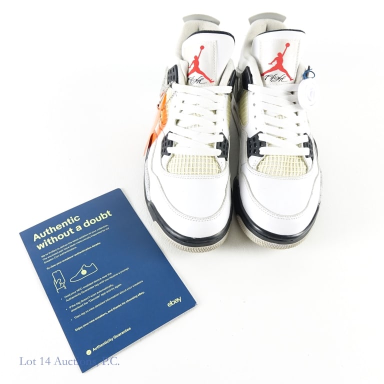 2016 Air Jordan 4 Retro White Cement (Size 8.5) (COA): 2016 Nike Air Jordan 4 Retro White Cement NBA Basketball Sneakers / Shoes (Men's Size 8.5) (Brand New / Never Worn) (eBay Authenticity Guarantee) (Colorway - White/Fire Red/Tech Grey/Black) (SKU/Style