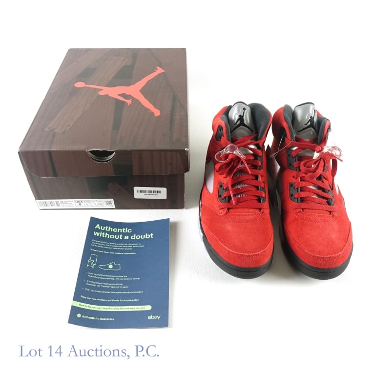 2021 Air Jordan 5 Retro Raging Bull (Size 8) (COA): 2021 Nike Air Jordan V Retro Raging Bull Red NBA Basketball Sneakers / Shoes (Men's Size 8) (Original Box & Paper) (Brand New / New In Box - NIB / Never Worn) (eBay Authenticity Guarantee) (Colorway -