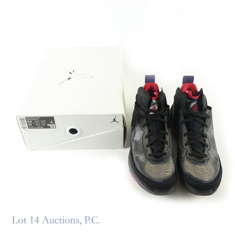 2022 Nike Air Jordan 37 OG Raptors (Size 8.5): 2022 Nike Air Jordan XXXVII OG Raptors NBA Basketball Sneakers / Shoes (Men's Size 8.5) (Original Box & Paper) (Brand New / New In Box - NIB / Never Worn) (Colorway - Black/True Red/Club Purple/Dark C