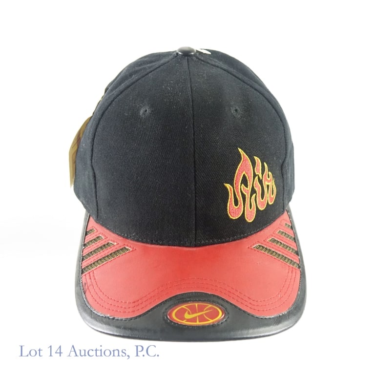 1990s Nike Air Bakin Flame Adjustable Hat (New W/Tags): 1990s Nike Air Bakin Flame Adjustable Snapback Style Hat (Vintage - VTG / Original - OG) (Brand New / Never Worn / Original Tags / New Old Stock - NOS / New Deadstock). This hat has never been worn an