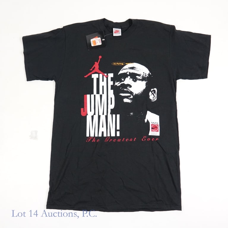 1991 Nike Air Jordan The Jumpman T-Shirt (New W/Tags): 1991 Nike Air Jordan The Jumpman Hi-Flying Series Michael Jordan T-Shirt (Size L - Large) (Vintage - VTG / Original - OG) (Brand New / Never Worn / Original Tags / New Old Stock - NOS / New Deadstock)