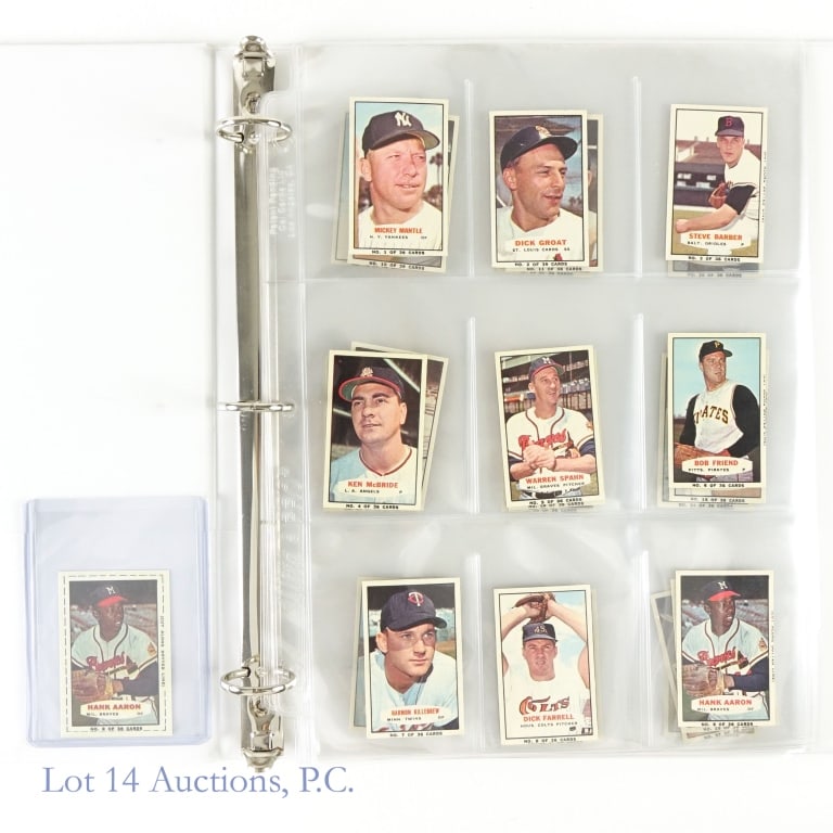 1964 Bazooka MLB Baseball Card Set (28/36): 1964 Bazooka Hand Cut MLB Baseball Trading Card Set (Near Complete Set / Near Full Set) (28 of 36 Cards) (28 Cards Total). Features Hall Of Famers: (2x) Hank Aaron, Mickey Mantle, Roberto Clemente, Sa