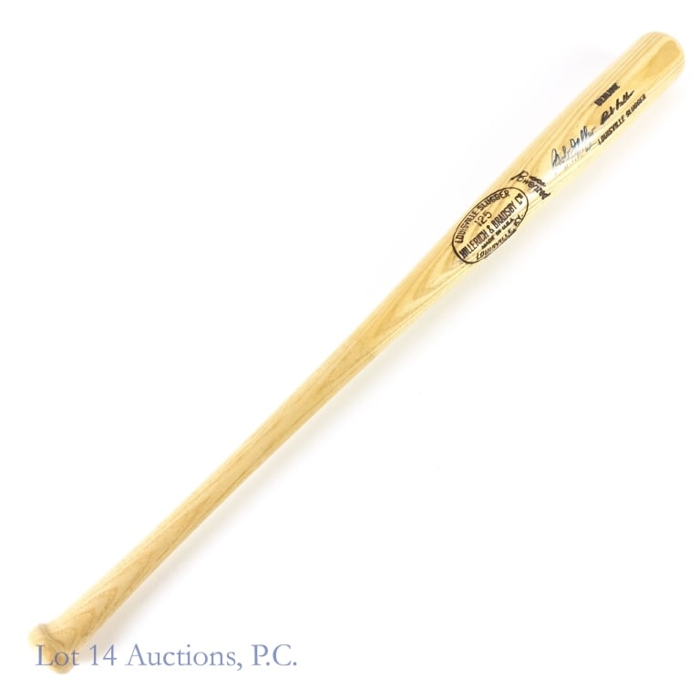 Bob Feller Signed Louisville Slugger Baseball Bat: Bob Feller Autographed Louisville Slugger 125 Genuine Bob Feller Model MLB Baseball Bat. Lot 14 guarantees the authenticity of this signature (read auction info for details). Inscribed "H.O.F. '62". A