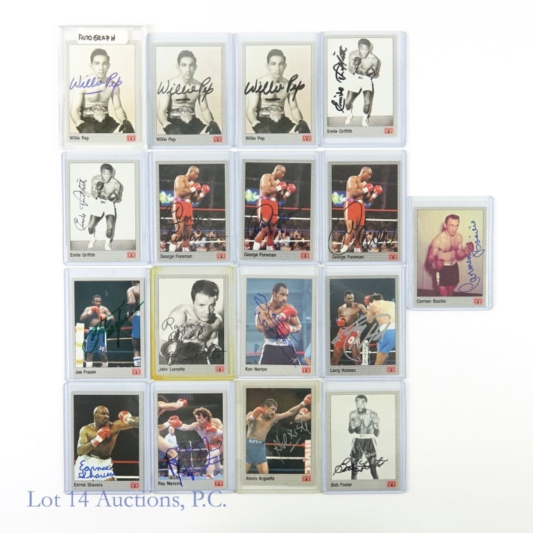 Signed 1991 AW Sports Boxing Cards (JSA) (17): Autographed 1991 AW Sports Boxing Trading Cards (17 Cards Total - All Signed). (JSA COA - 3 Cards). (JSA Certification: U06345 / U06346 / U06329). Lot 14 guarantees the authenticity of these signature