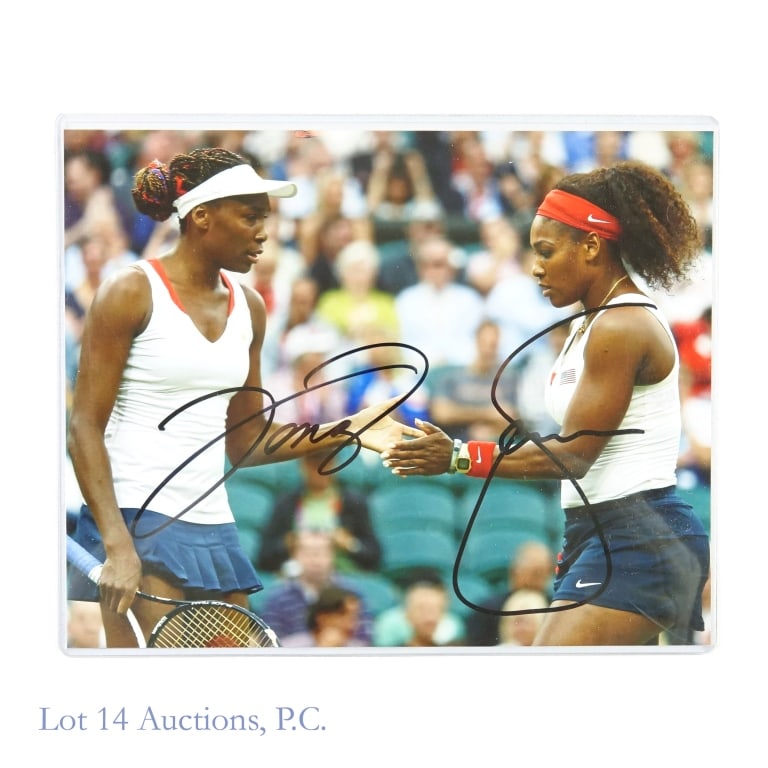 Serena Williams Venus Williams Signed Tennis Photo: Autographed Serena Williams & Venus Williams Doubles Tennis Photograph (10 x 8). Lot 14 guarantees the authenticity of these signatures (read auction info for details). Without a question the most dom