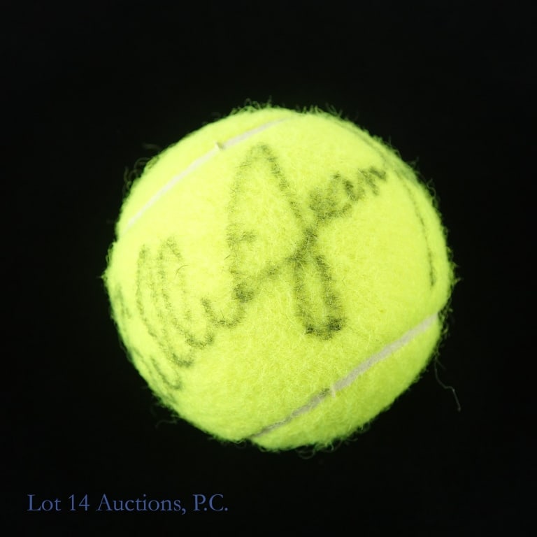 Billie Jean King Signed Wilson Open 3 Tennis Ball: Billie Jean King Autographed Wilson Open 3 Tennis Ball. Lot 14 guarantees the authenticity of this signature (read auction info for details). Regarded by many as one of the greatest tennis players in 