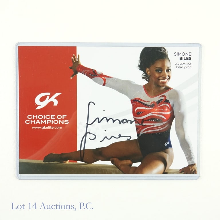 Simone Biles Signed Choice Of Champions Photo: Simone Biles Autographed Choice Of Champions US Gymnastics Photograph (7 x 5). Lot 14 guarantees the authenticity of this signature (read auction info for details). The most decorated gymnast in the s