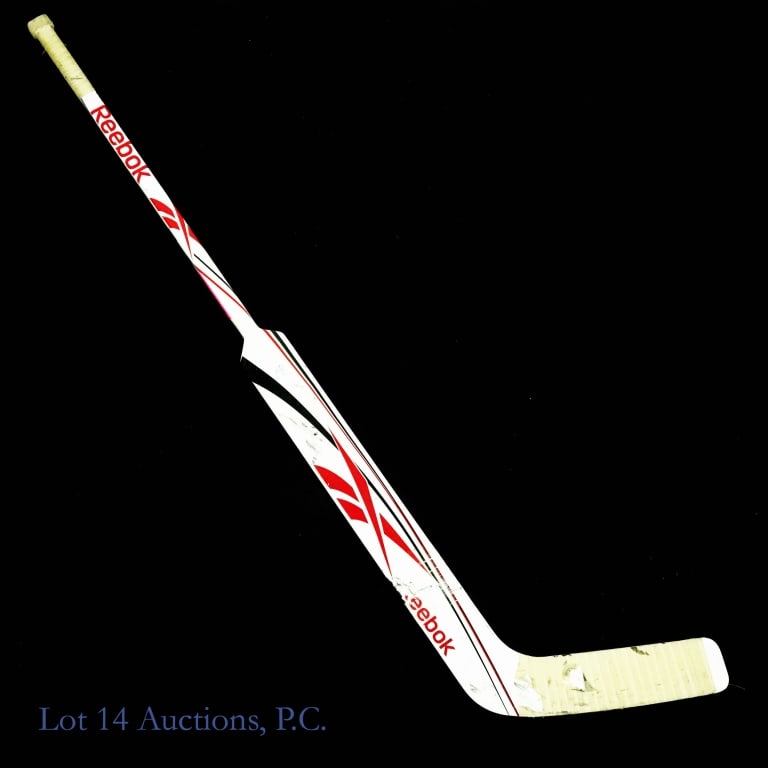 Corey Crawford Signed Game Used NHL Hockey Stick: Corey Crawford Autographed Game Used Reebok NHL Hockey Goalie Stick. Please note the signature was written with a badly faded blue Sharpie, there is also a very noticeable crack (from game use). Lot 1