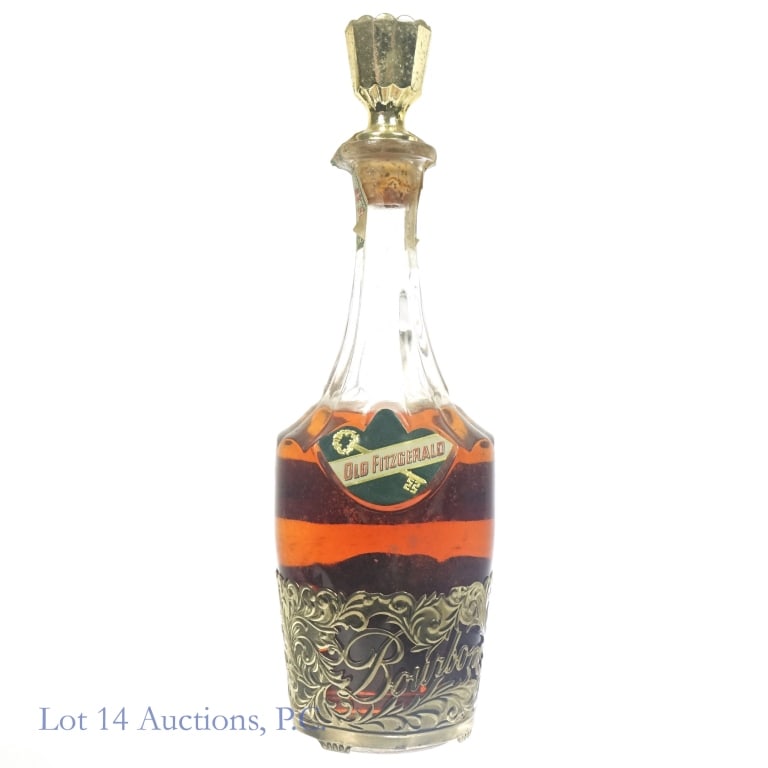 1954 Old Fitzgerald BIB Decanter Stitzel-Weller: Old Fitzgerald Bottled-In-Bond Bourbon Decanter, 100 Proof, 4/5 Quart, Stitzel-Weller Distilled Bottled: Fall 1954, Made: Spring 1949, Tax strip torn in multiple places but remains sealed and intact,