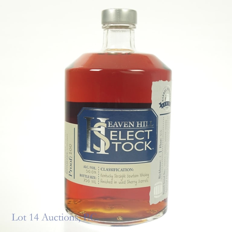 Heaven Hill Select Stock Sherry Barrel Bourbon (2023), 100 Proof, 750 ml, Barrel Finished Series,: Heaven Hill Select Stock Sherry Barrel Bourbon (2023), 100 Proof, 750 ml, Barrel Finished Series, Bottled: 05-25-23, Barreled: 04-04-18, Barrels 45083-45085, 45089-45091. Mingling of 7 and 12 year bar