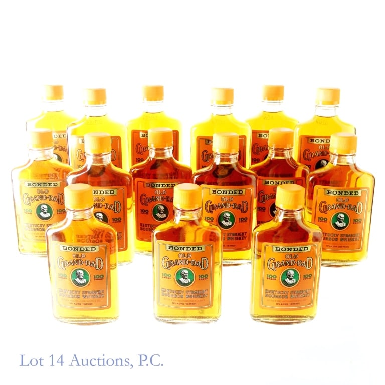 Old Grand-Dad Bonded Kentucky Bourbon 15 x 200ml: Fifteen bottles of Old Grand-Dad Bonded Kentucky Straight Bourbon Whiskey. Bottled in bond (100 proof). 200 ml. 1994/95