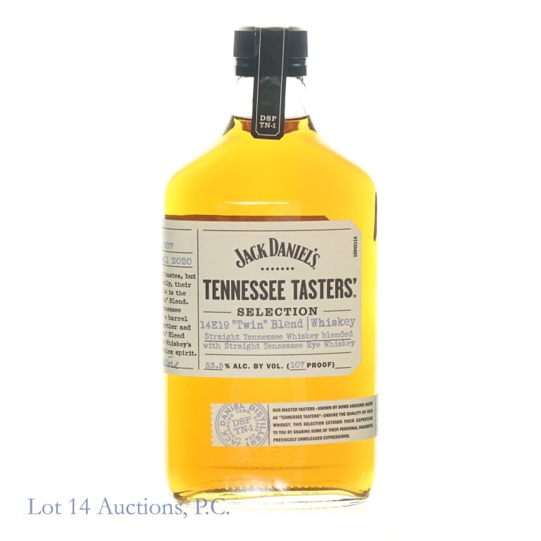 Jack Daniel's TN Tasters 14E19 Twin Blend Whiskey: Jack Daniel's Tennessee Tasters' 14E19 Twin Blend Tennessee Whiskey, 107 Proof, 375 ml, Selection #7, Released: Fall 2020.