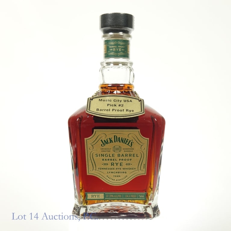 Jack Daniel's SB Barrel Proof Rye Store Pick 2024: Jack Daniel's Single Barrel Barrel Proof Rye, 134.4 Proof, 750 ml, Music City USA Pick #2, Bottled; 04-05-24, Barrel #24-24517.