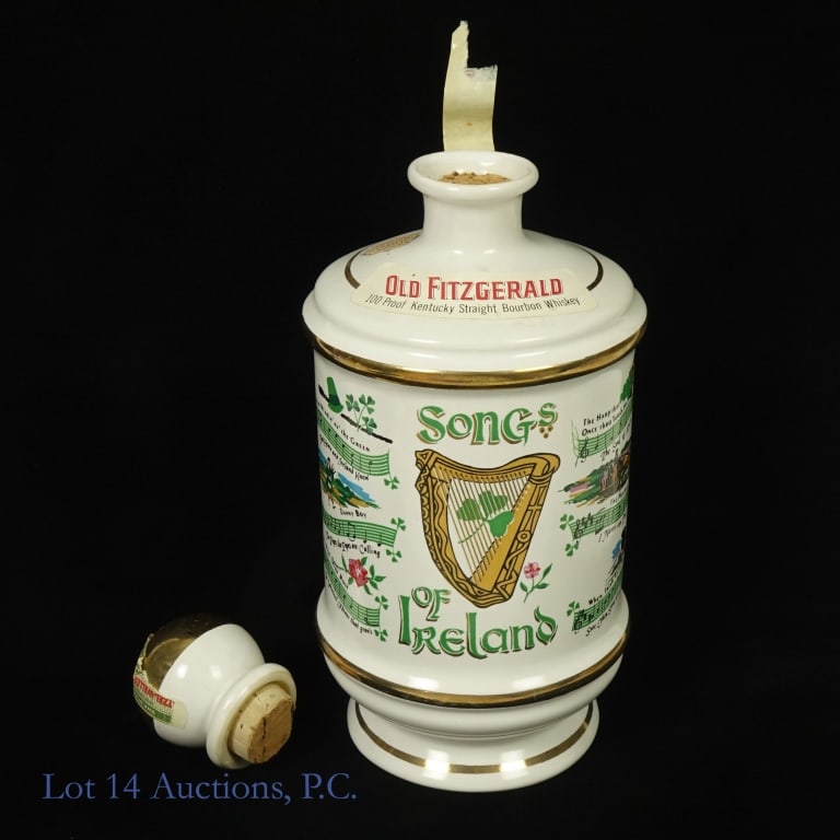 1974 Old Fitz Songs of Ireland Stitzel-Weller*: 1974 Old Fitzgerald Songs of Ireland Bourbon Porcelain Decanter, 100 Proof, 4/5 Quart, Bottled: Spring 1974, Made: Fall 1967, Stitzel-Weller. Old Fitzgerald Collector's Gallery Decanter. Decanter weig