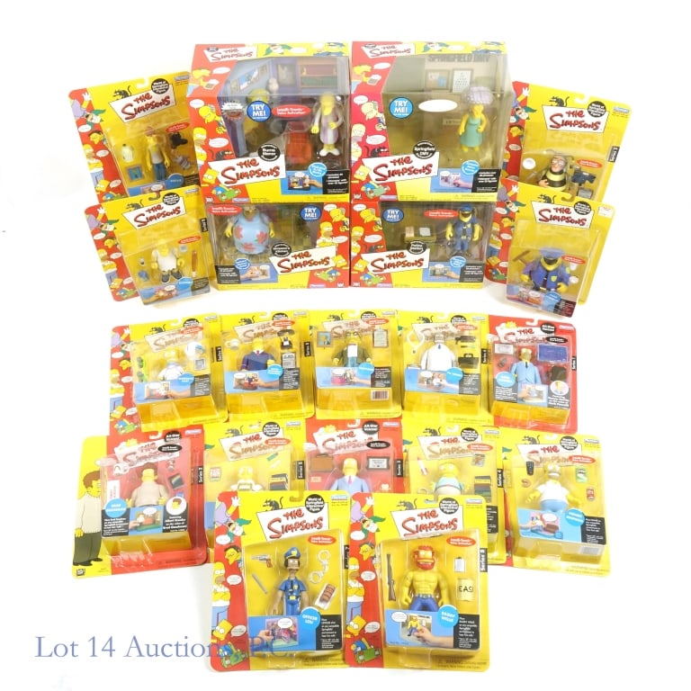 Simpsons Interactive Environments and Characters.: Simpsons Interactive Environments and Characters. Four (4) interactive Simpsons dioramas with corresponding character, all still in original packaging. Sixteen (16) Simpsons characters all in original