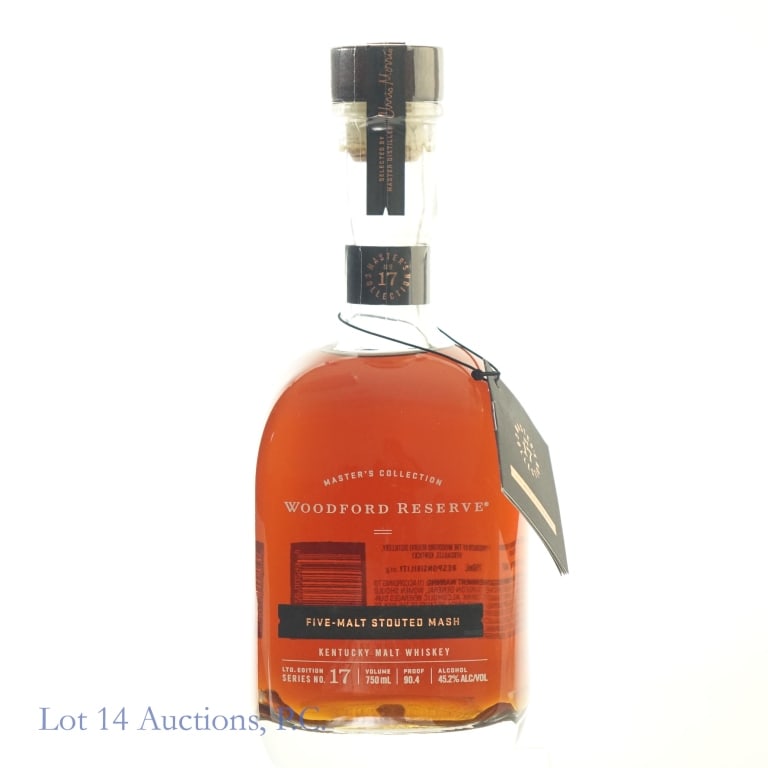 Woodford Reserve Five-Malt Stouted Mash Whiskey: Woodford Reserve Master's Collection Five-Malt Stouted Mash Malt Whiskey, 90.4 Proof, 750 ml, Series 17.