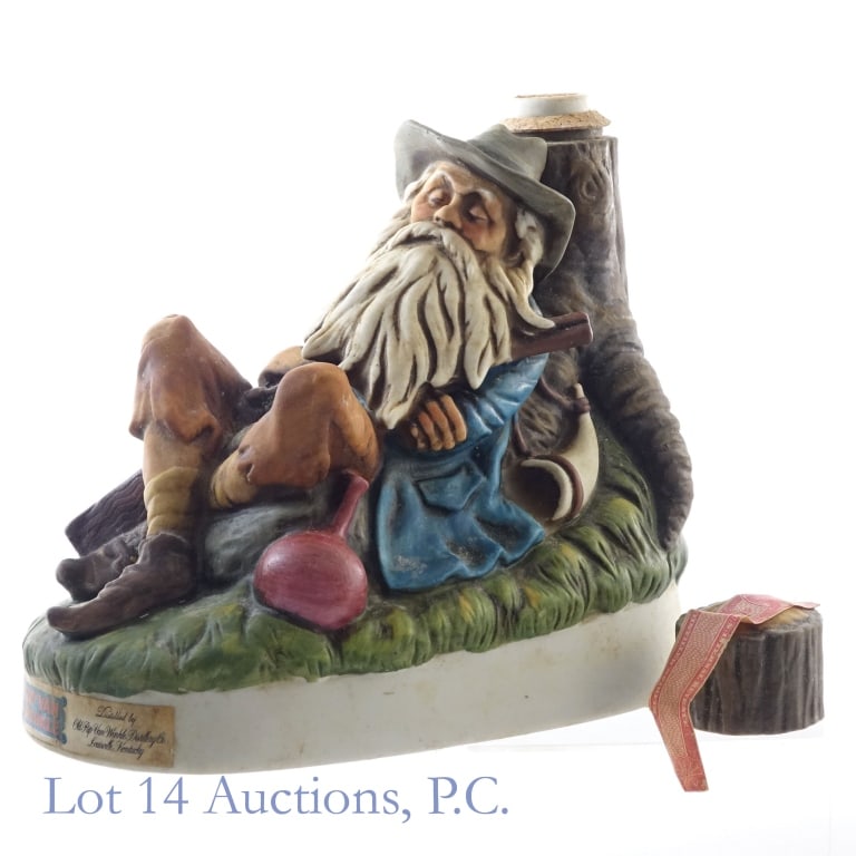 1975 Rip Van Winkle Stitzel-Weller Decanter **OPEN: Rip Van Winkle 7 Year Porcelain Decanter, 86 Proof, 4/5 Quart, Stitzel-Weller, Bottled: 1975, 2nd Original Design. Decanter weighs approximately 3 Ib, 4 oz. ***Decanter seal broken in transit prior to