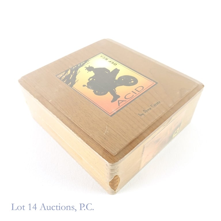 Acid Lmtd Ed. Def Sea Cigars (Case of 24): Acid Limited Edition Def Sea (Double Perfecto), 6"x52, Sealed case of 24. Origin: Nicaragua, Sumatran Wrapper, Medium Body. Made by Drew Estate.