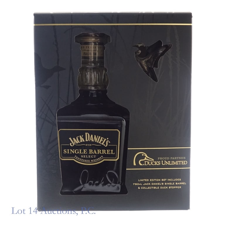 Jack Daniel's Ducks Unlimited Tenn. Whiskey (2013): Jack Daniel's 2013 Ducks Unlimited Tennessee Whiskey (2013), 94 Proof, 750 ml, Bottled: 07-17-13, Barrel #13-4009, Ducks Unlimited cork included. Box also included.