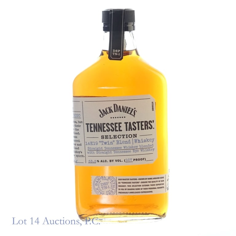 Jack Daniel's TN Tasters 14E19 Twin Blend Whiskey: Jack Daniel's Tennessee Tasters' 14E19 Twin Blend Tennessee Whiskey, 107 Proof, 375 ml, Selection #7, Released: Fall 2020.