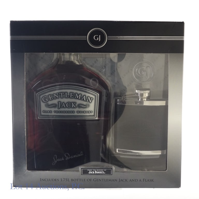 Gentleman Jack Rare Tenn. Whiskey Gift Set (1.75L): Gentleman Jack Rare Tennessee Whiskey Gift Set, 80 Proof, 1.75 Liters. Gift set includes Gentleman Jack flask. Box included to house set.