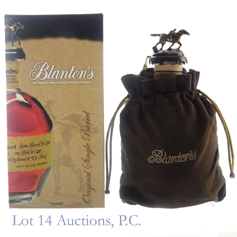Blanton's Single Barrel Bourbon "T": Blanton's Single Barrel Bourbon, 93 Proof, 750 ml, Letter T, Dump Date: 07-25-22, Barrel #1947, Bottle #78, Boc and bag included.
