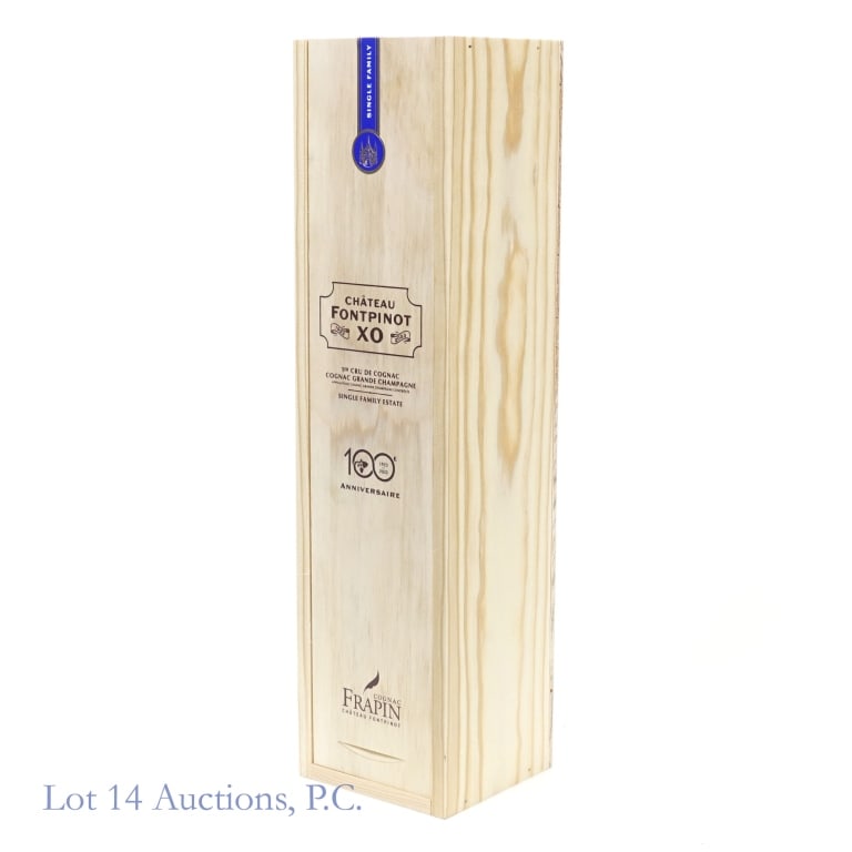 Frapin Chateau Fontpinot XO 100th Ann. Cognac: Frapin Chateau Fontpinot XO Grande Champagne Cognac (2023), 82 Proof, 700 ml, 100th Anniversaire, 1er Cru. Sealed in wooden box.