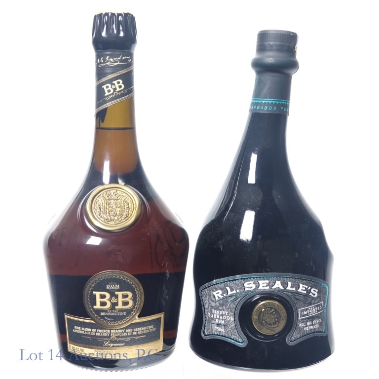 R.L. Seale's 12 Yr Rum & B&B DOM Brandy (2): 1-R.L. Seale's 12 Year Barbados Rum, 92 Proof, 750 ml. 2-B&B DOM Brandy, 80 Proof, 750 ml.