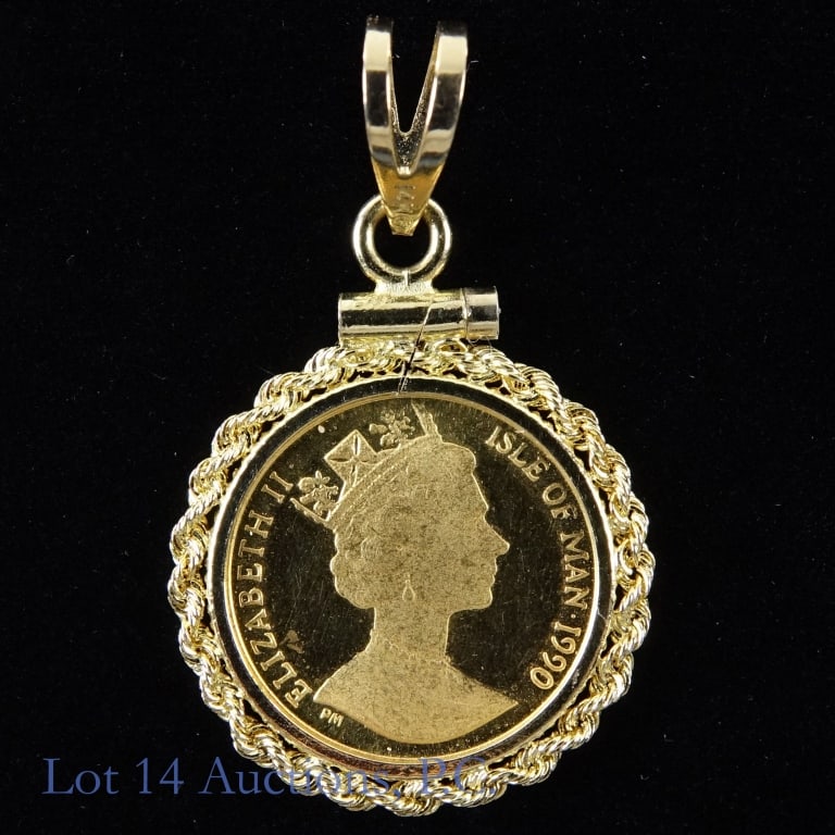 1990 Isle of Man 1/20 Ozt. Gold  Angel 14k Gold  Bezel (1 of 3)