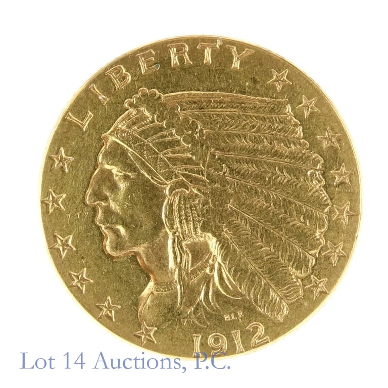 1912 U.S. Indian Head $2.50 Gold Coin (AU?) (1 of 3)