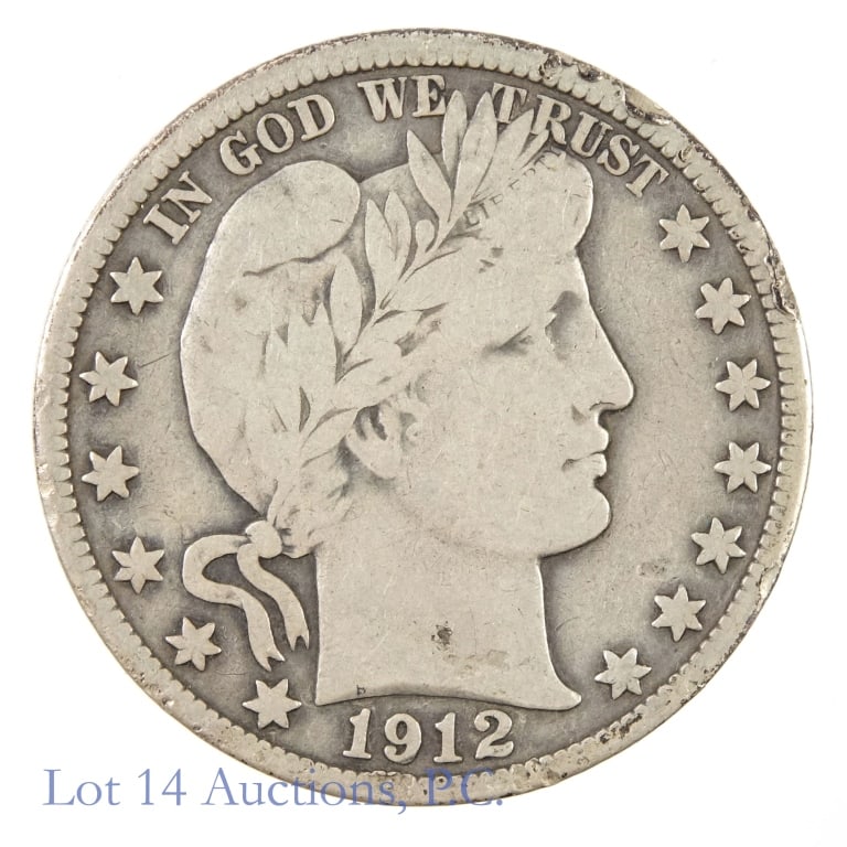 1912-s Silver Barber Half Dollar (VF?) (1 of 2)