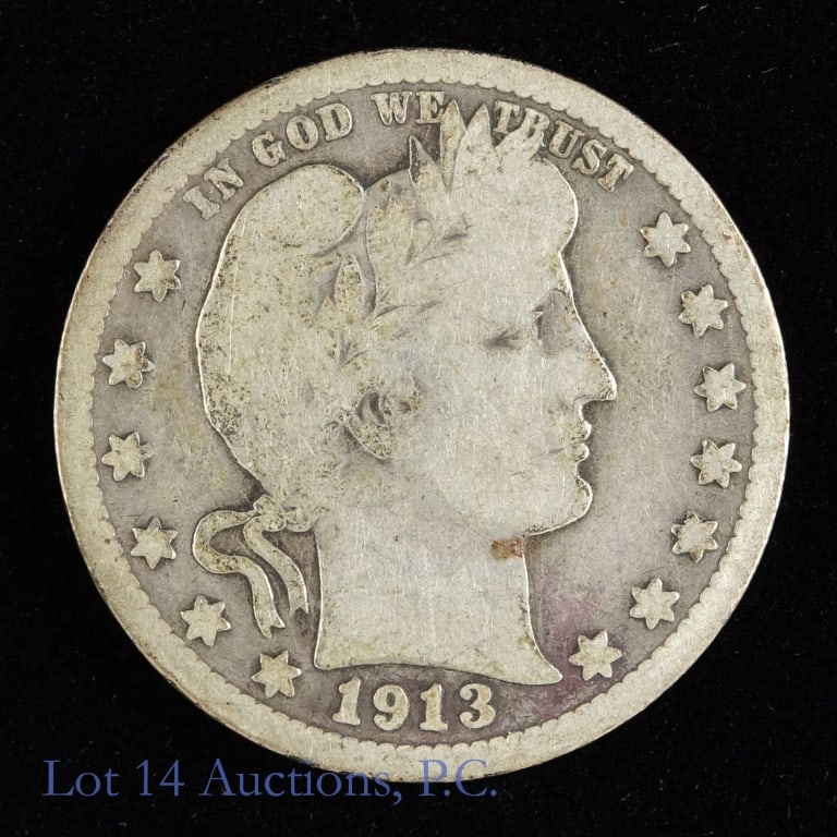 1913 Silver Barber Quarter (VG+) (1 of 2)