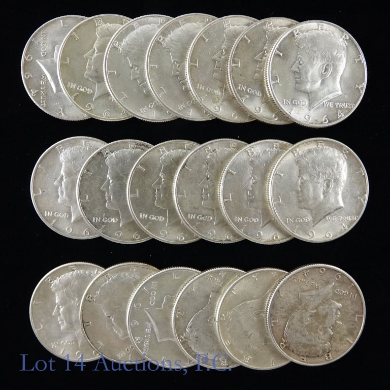 1964 Silver Kennedy Half Dollars (19) (1 of 5)