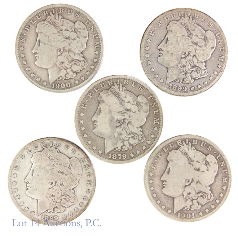 1879 - 1901 Silver Morgan Dollars (5) (1 of 5)