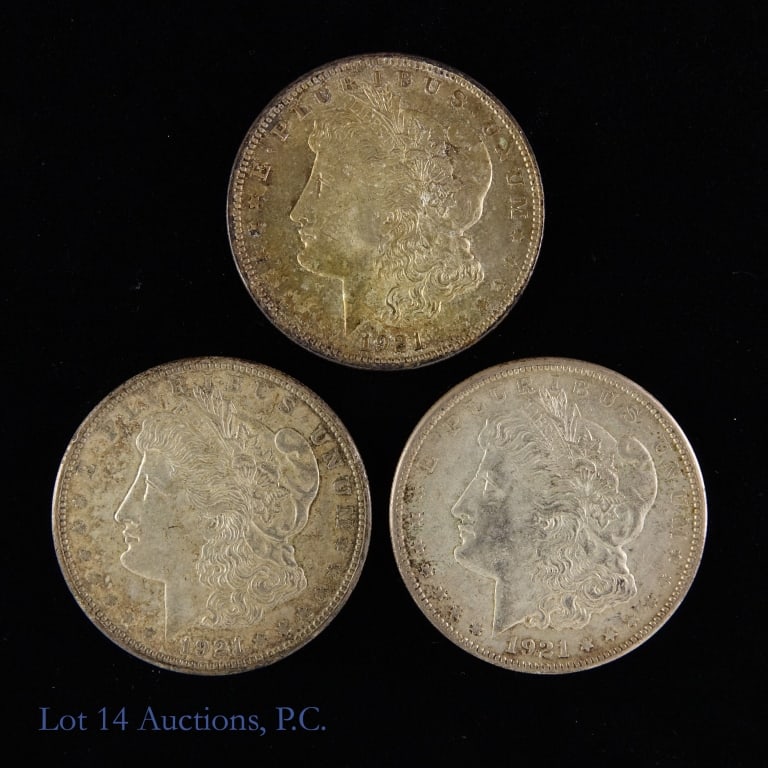 1921 P, D & S Silver Morgan Dollars (3) (1 of 2)
