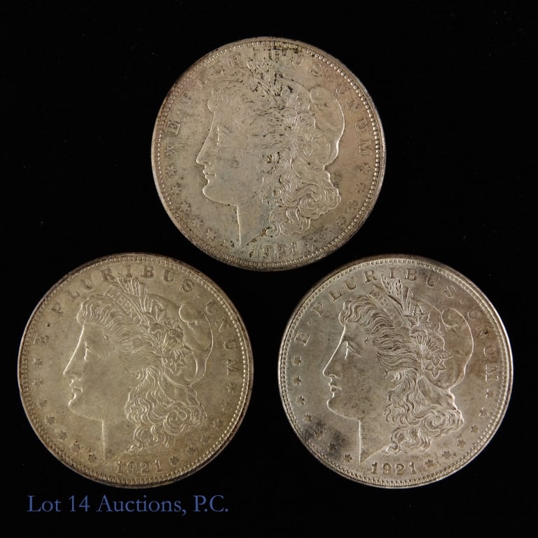 1921 P, D, S Silver Morgan Dollars (3) (1 of 2)