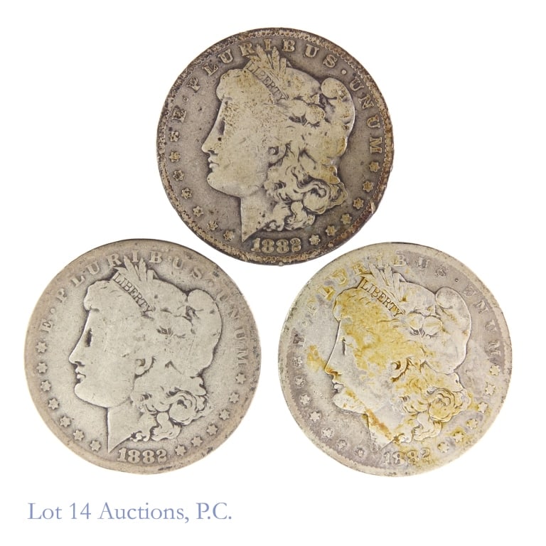 1882 P, O & S Silver Morgan Dollars (3) (1 of 2)