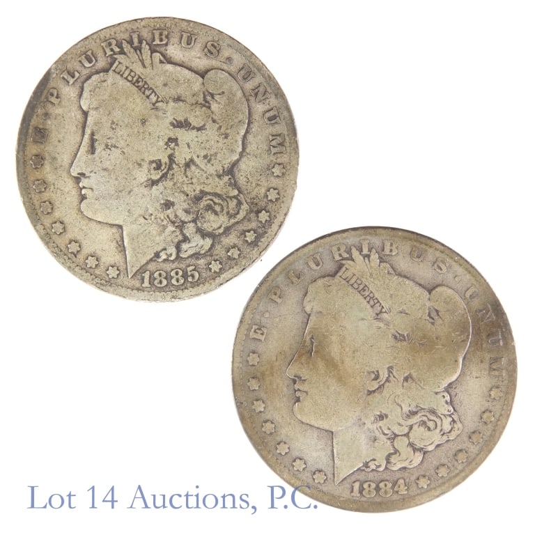1884 & 1885 Silver Morgan Dollars (2) (1 of 2)